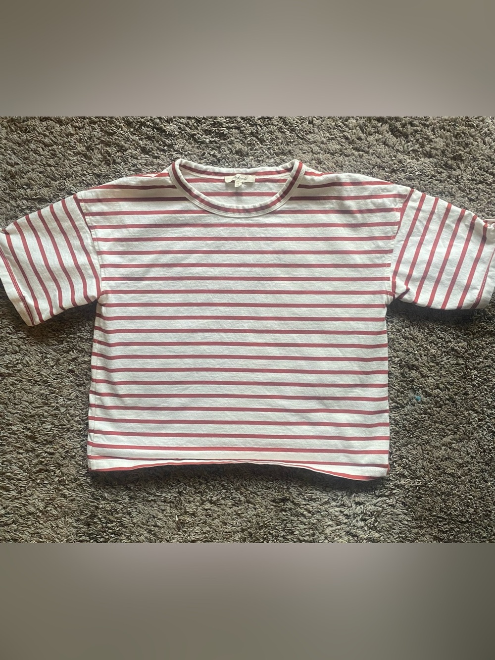 Madewell red/orange Stripe Crewneck Tee